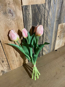 Tulp boeket roze/wit